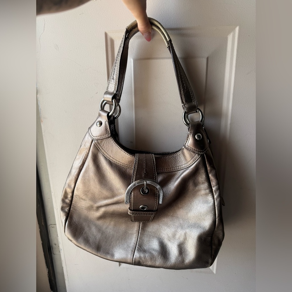 Coach Brown Shoulder Bag with Metallic Finish